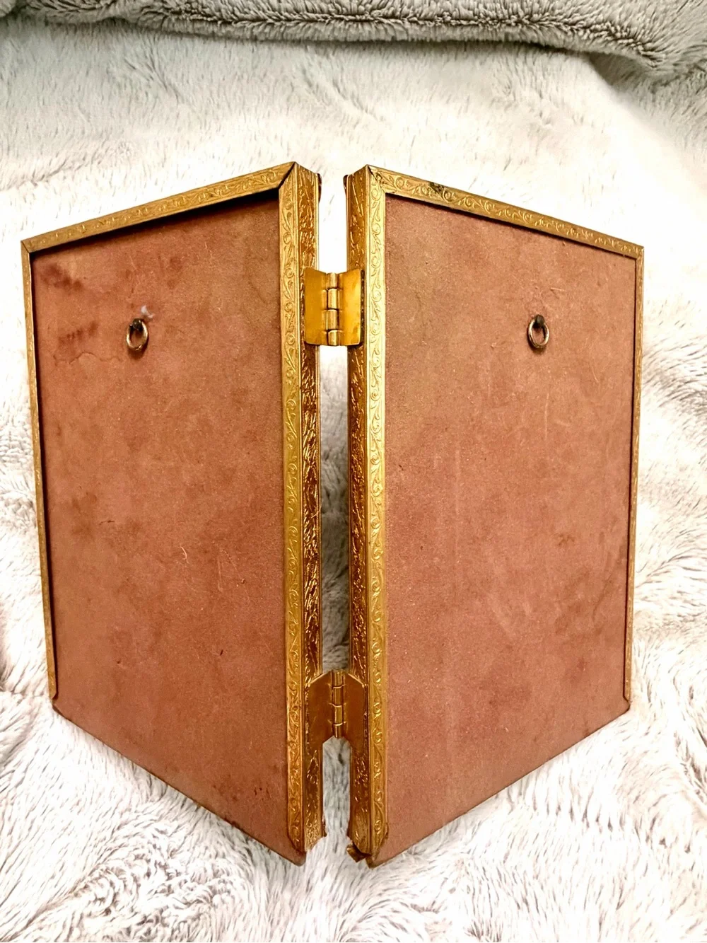 Vintage Hollywood Regency Gold Tone Bifold Double Frame